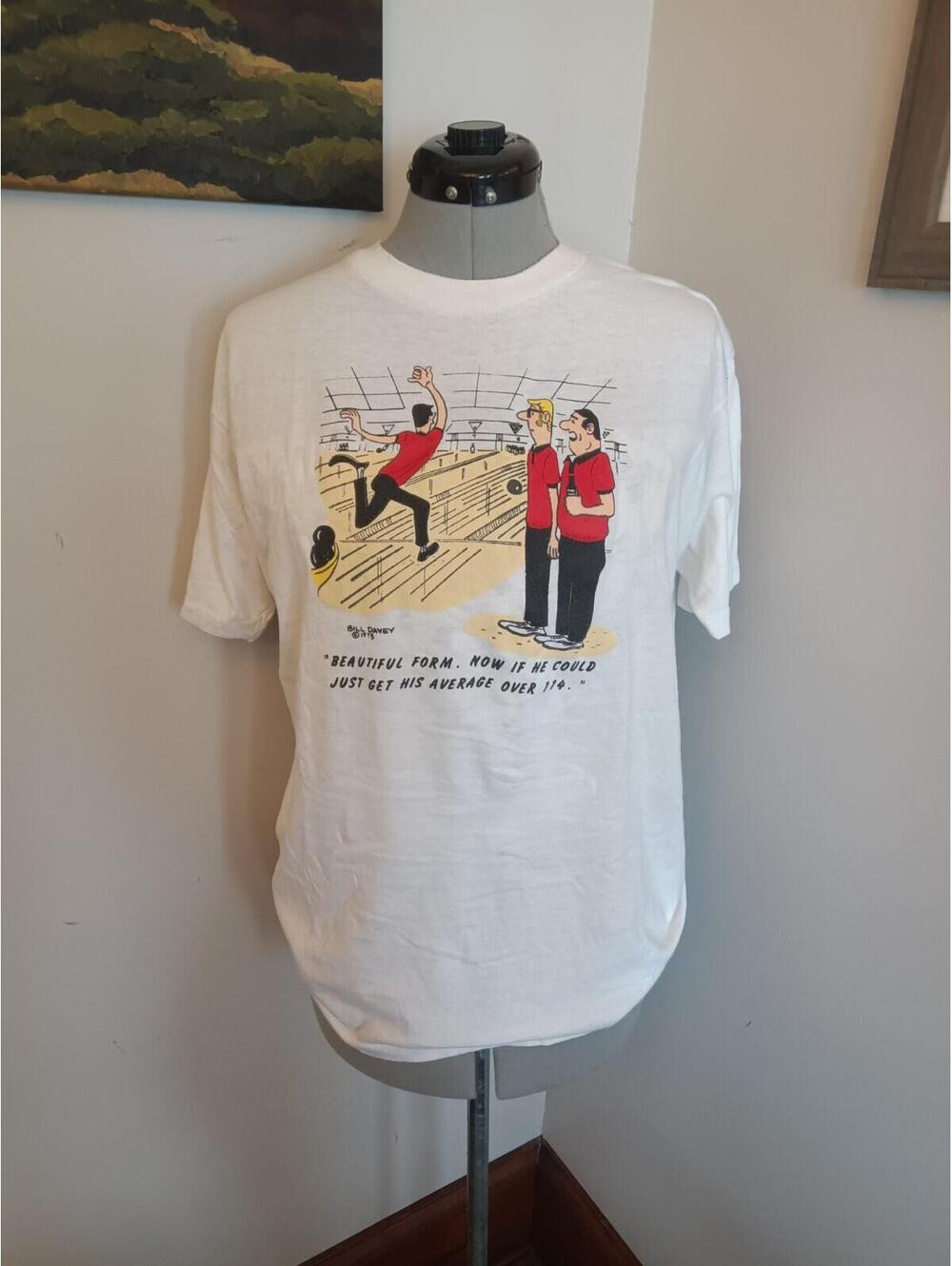 Vintage Bill Davey Comic Single Stitch Graphic Tee Bowling Teen Retro 90s Shirt